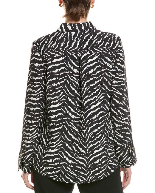 Halston Heritage Black Printed V-Neck Tie-Front Blouse