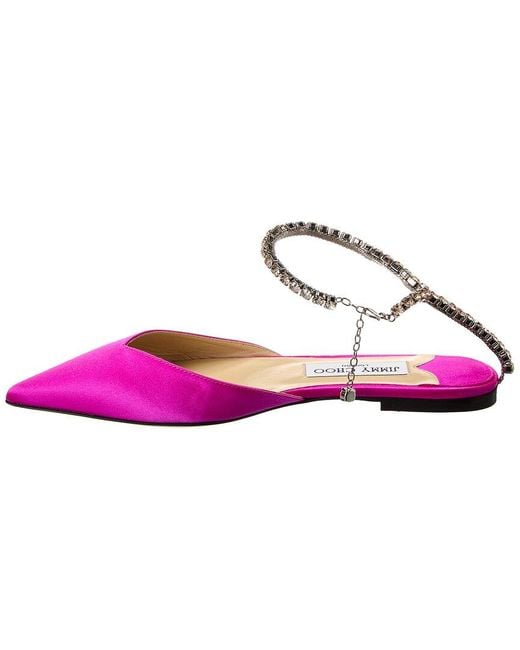 Jimmy Choo Pink Saeda Satin Flat