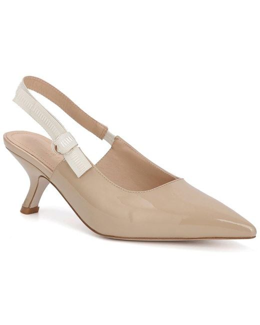 Tiffany & Fred Paris Natural Patent Slingback Kitten Heel Pump