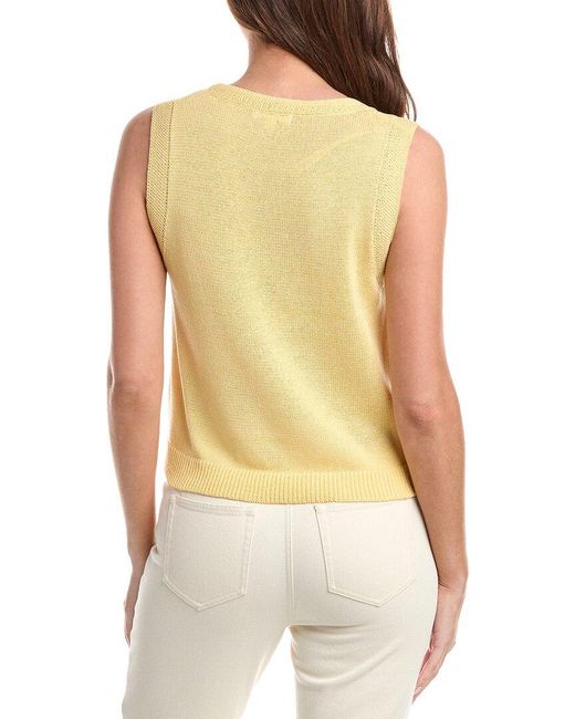 Max Studio Yellow Scoop Neck Linen-Blend Tank Top