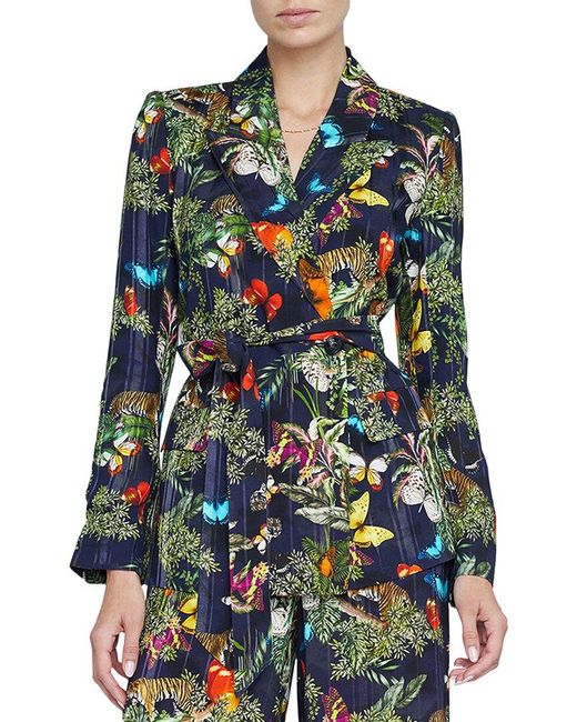 L'Agence Blue Jordana Wrap Belted Blazer