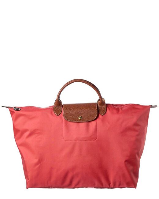 Longchamp Red Le Pliage Original Large Canvas Travel Bag