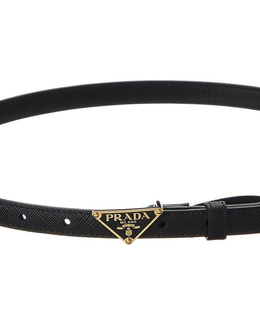 Prada Black Logo Saffiano Leather Belt