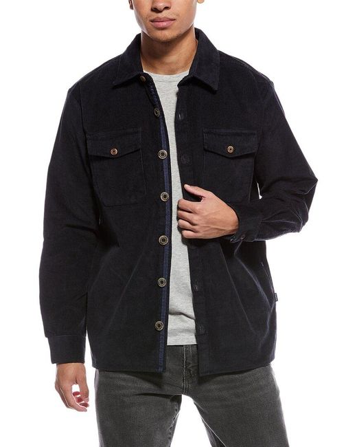Stone Rose Black Washed Corduroy Overshirt for men