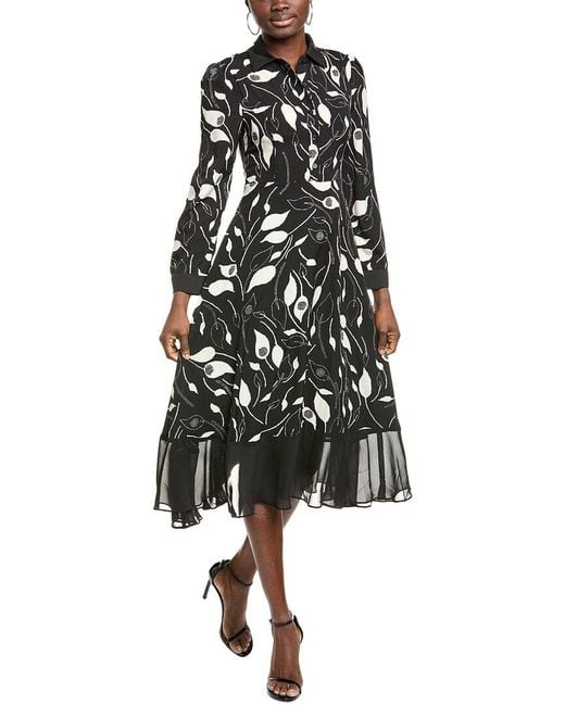 Gracia Black Button Front Midi Dress