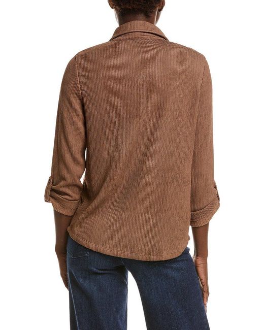 Anne Klein Brown Crinkle Shirt
