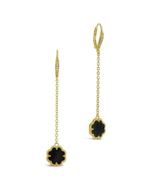 Sterling Forever Multicolor 14k Plated Black Onyx Long Drop Earrings