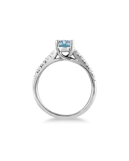 Gem Spark White 14K 1.19 Ct. Tw. Diamond & Aquamarine Ring