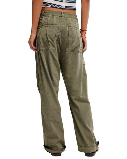 Free People Green Clover Dropped Low Rise Pant