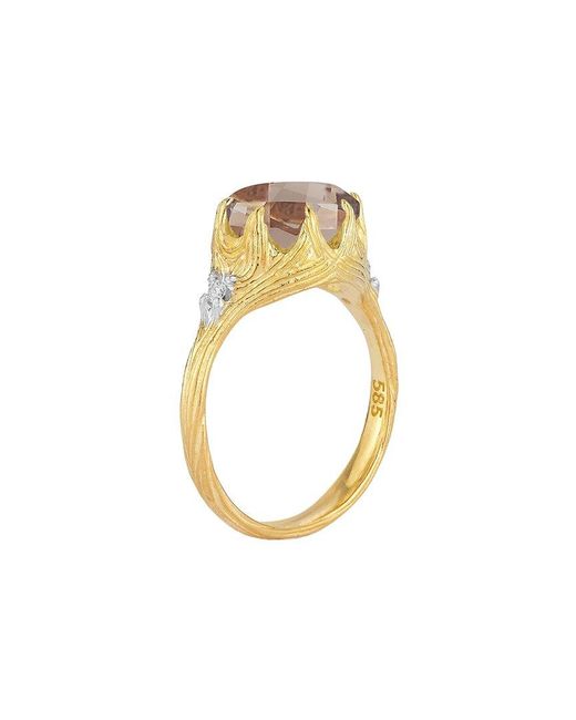 Reiss White 14k 3.55 Ct. Tw. Diamond & Smokey Topaz Cocktail Ring