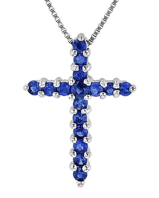 Diana M Blue Fine Jewelry 14k 0.32 Ct. Tw. Sapphire Cross Pendant Necklace