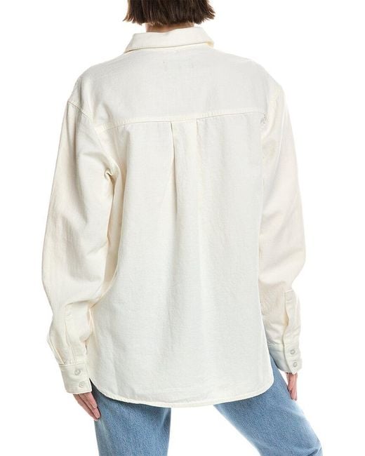 7 For All Mankind White Easy Linen-Blend Shirt