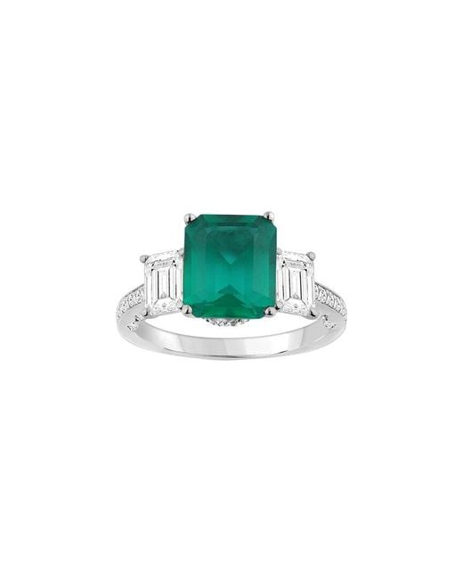 Brilliant Bloom Green 14K 3.15 Ct. Tw. Lab-Grown Diamond & Emerald Bridal Ring