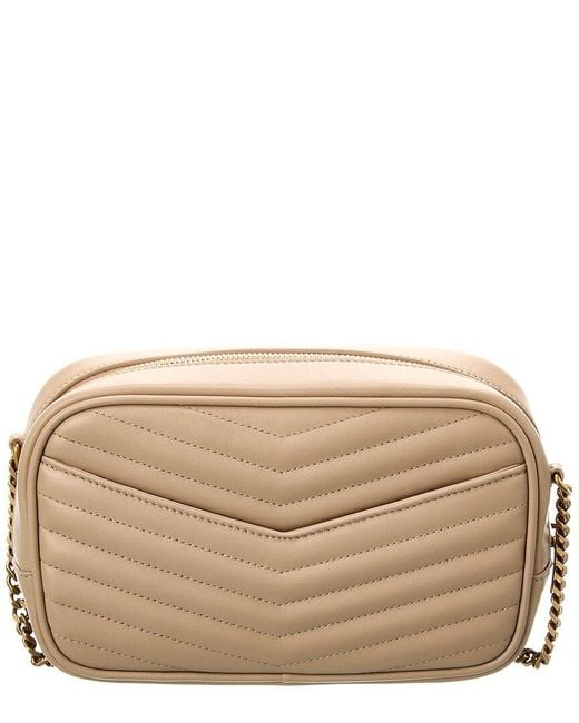 Saint Laurent Natural Lou Mini Quilted Leather Camera Bag