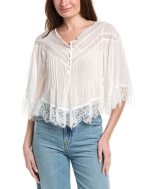 Free People Women's White Bali Midnight Rain Top