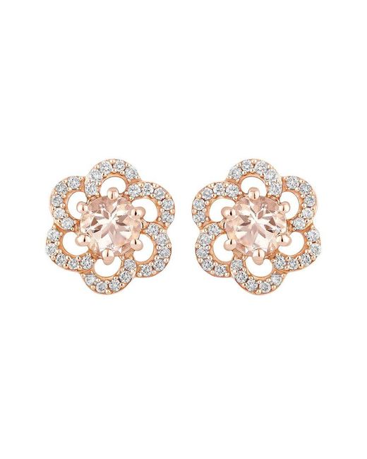 Diana M White Fine Jewelry 14k Rose Gold 0.61 Ct. Tw. Diamond & Morganite Studs
