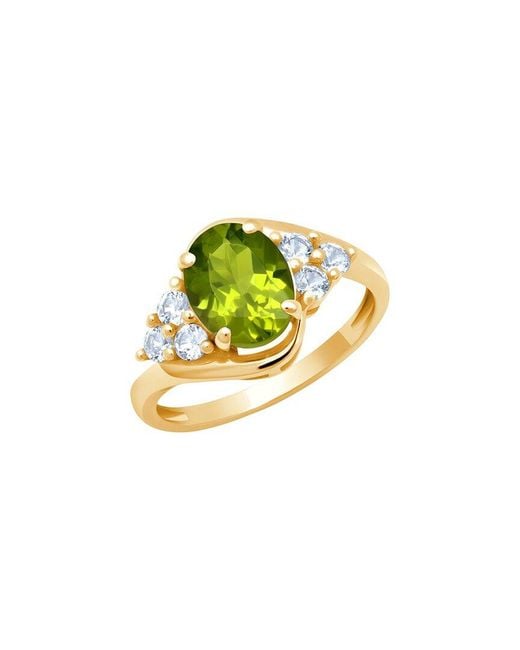 MaxColor Multicolor 10K 1.60 Ct. Tw. Peridot Halo Ring