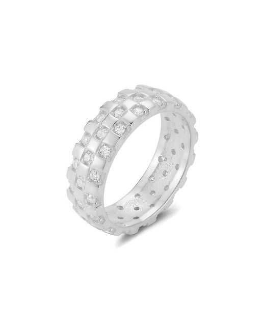 Chloe and Madison White Silver Cz Checkered Ring