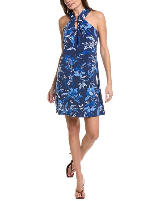 Tommy Bahama Blue Romantic Blooms Halter Mini Dress