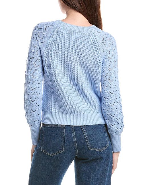 Isla Blue Daniela Pointelle Sleeve Top