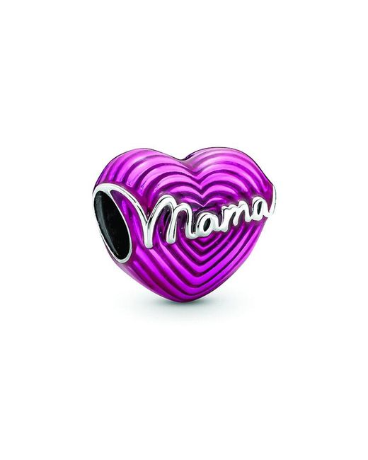 Pandora Purple Moments Silver Heart Mama Charm