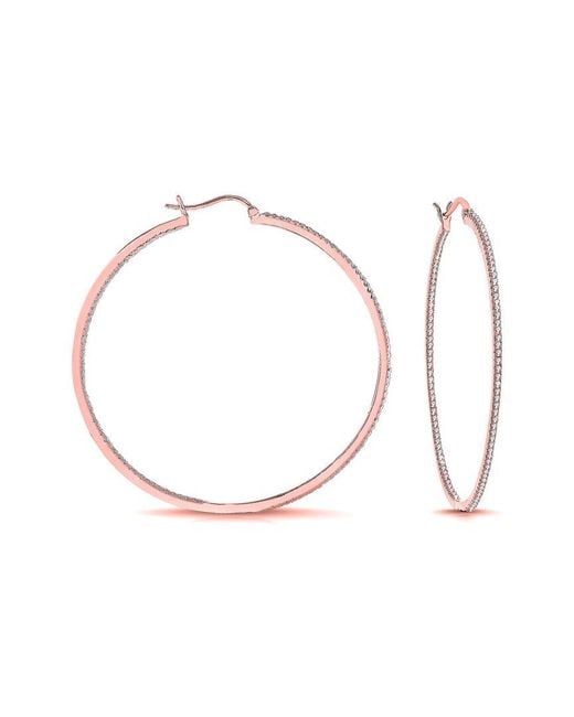 Rachel Glauber White 18k Rose Gold Plated Cz Earrings