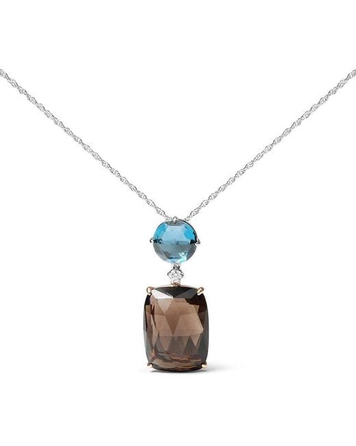 Haus of Brilliance Metallic 18K & Rose 23.Ct. Tw. Diamond & Quartz, Topaz Pendant Necklace