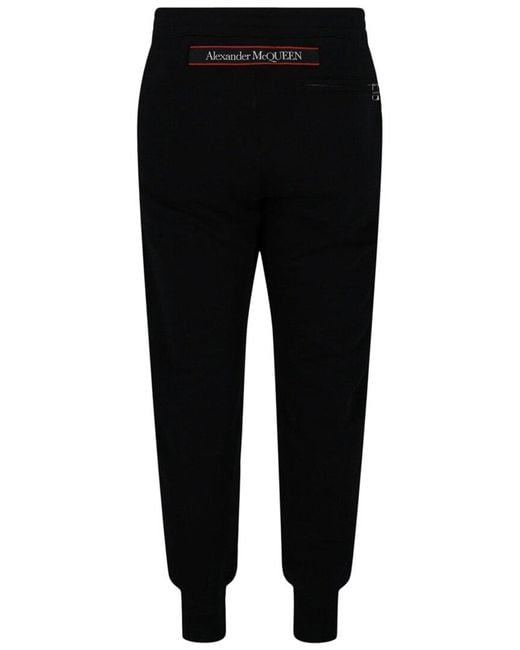 McQueen Black Selvedge Logo Tape Detail Joggers for men