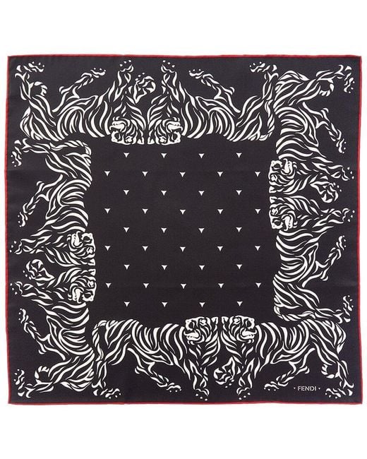 Fendi Black Foulard Silk Scarf