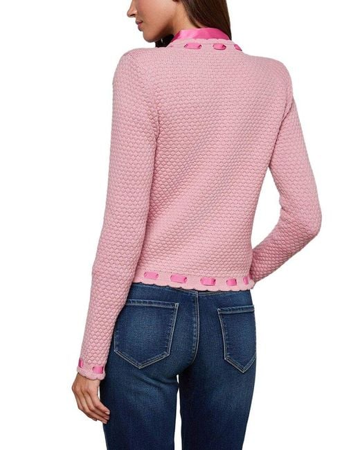L'Agence Pink Astor Wool-Blend Cardigan