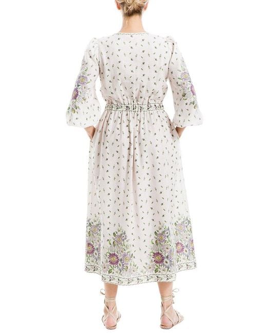 Max Studio White Floral Linen Blend Dress