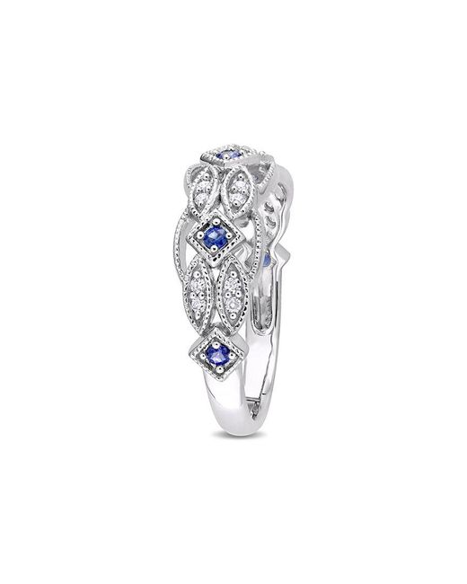 Rina Limor Multicolor 10k 0.27 Ct. Tw. Diamond & Sapphire Ring