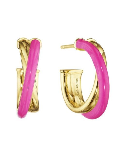 Bright Fuchsia Pink Huggie Earrings