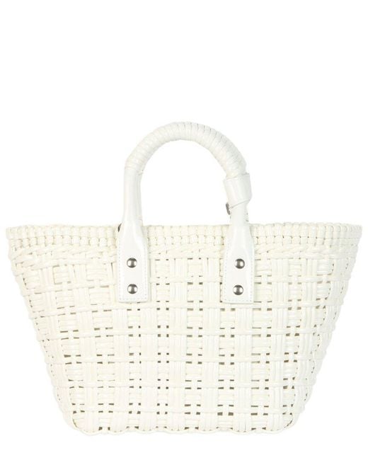 Balenciaga White Bistro Xs Basket Top Handle Bag