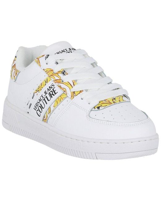 Versace Jeans White Logo Brush Couture Meyssa Leather Sneaker