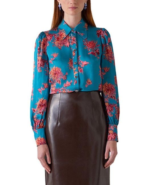 L.K.Bennett Blue Sonya Woven Top