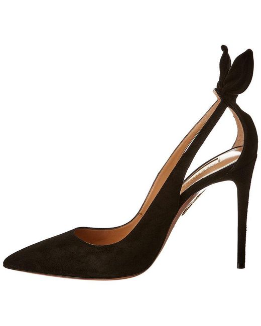 Aquazzura Black Deneuve 105 Suede Pump
