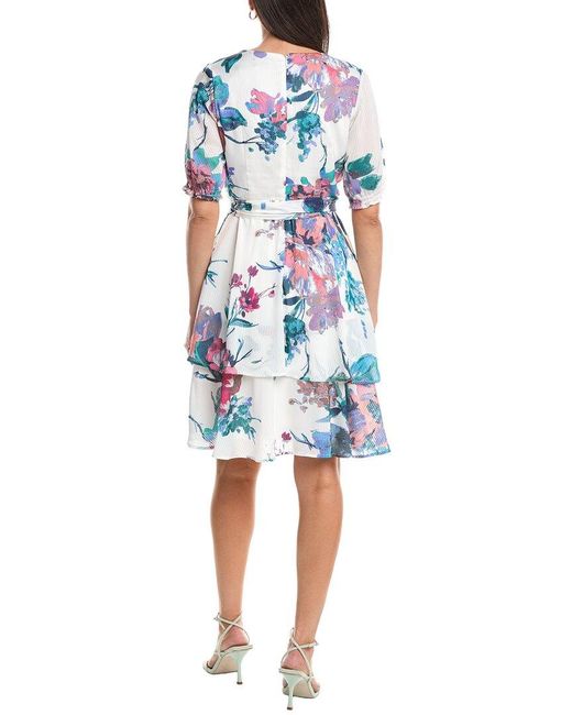 Tahari Blue Short Sleeve Mini Dress