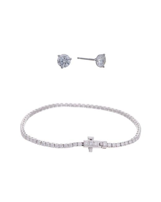 Lab Grown Diamonds White 14K 4.00 Ct. Tw. Lab-Grown Diamond Studs & Bracelet Set