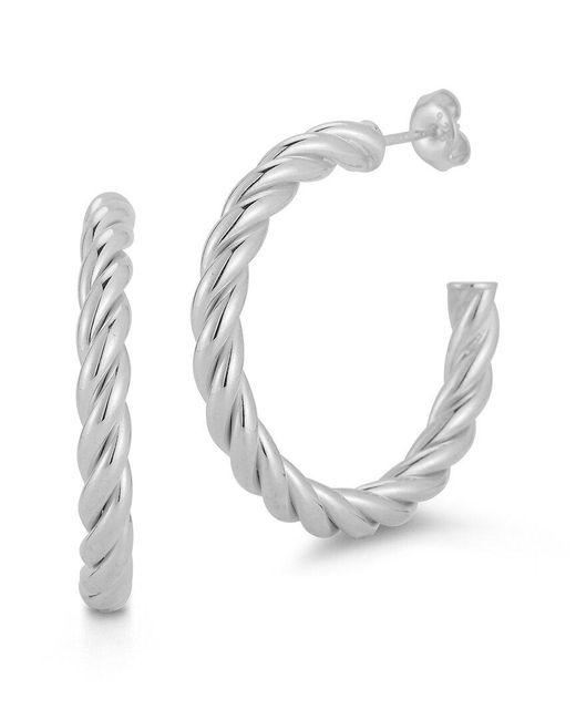 Chloe and Madison White Bold Twist Hoops