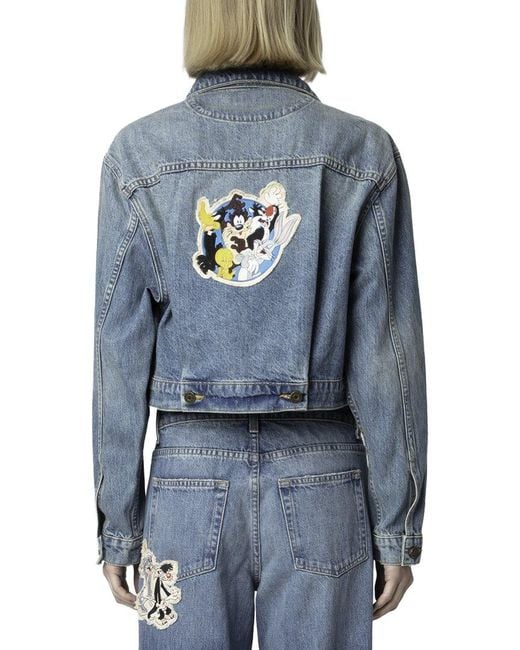 Zadig & Voltaire Blue The Aretha Wb Cropped Jacket