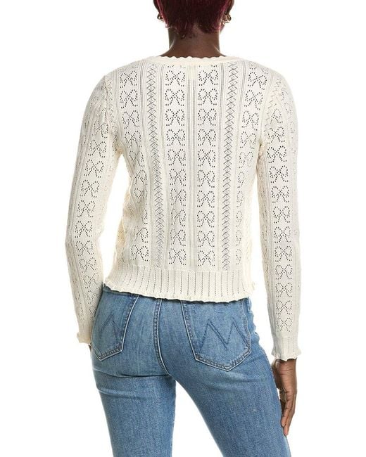 Cece White Bow Pointelle Cardigan