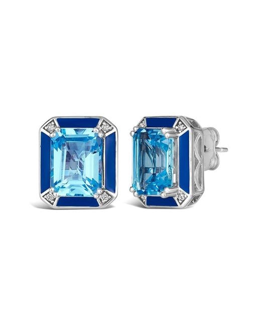 Le Vian Blue 14K 5.05 Ct. Tw. Diamond & Ocean Topaz Stud Earrings