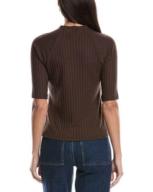 Michael Stars Brown Nadine Mock Neck Top