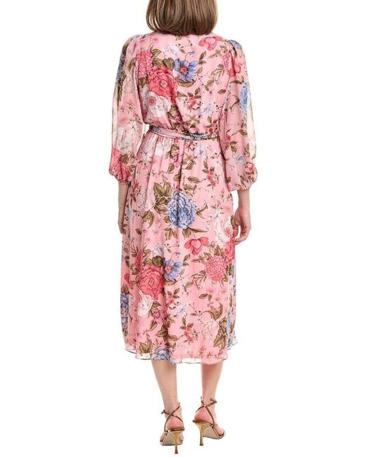 Anne Klein Red Printed Wrap Dress