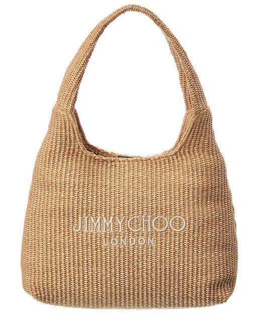 Jimmy Choo Brown Beach Diamond/M Raffia Hobo Bag
