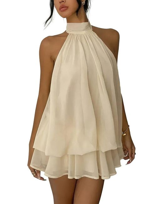 BELLA DESERT Natural Halter Mini Dress