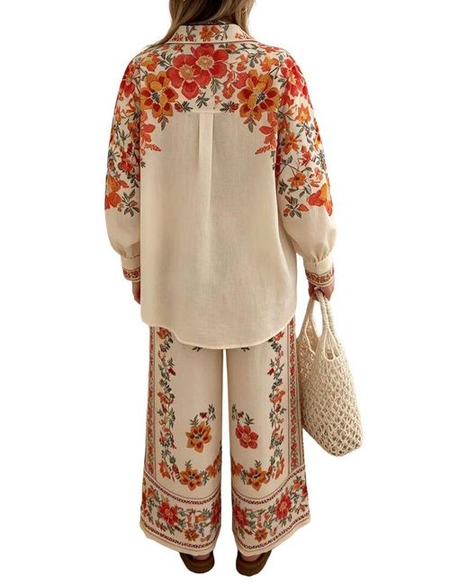 AMINA GLAM Natural 2Pc Blouse & Pant Set