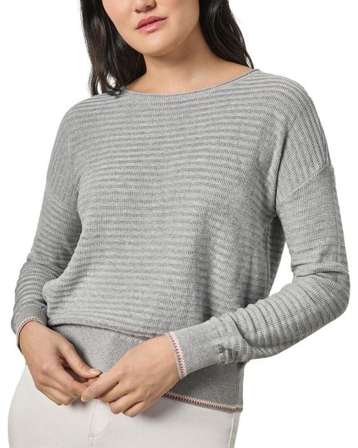 Lilla P Gray Tipped Hem Wide Neck Sweater