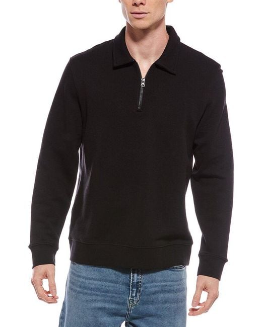 Vince Black French Terry 1/4-Zip Pullover for men